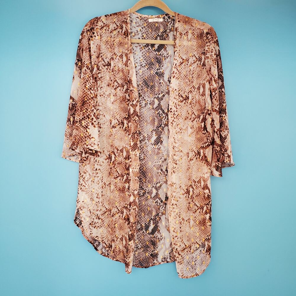 Maurices Cardigan Size Small Snakeskin Short Sleeve Sheer